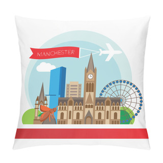 Personality  Manchester England, Detailed Silhouette. Pillow Covers