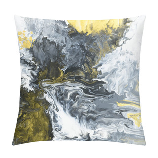 Personality  Black And White With Gold Marble Abstract Hand Painted Backgroun Pillow Covers