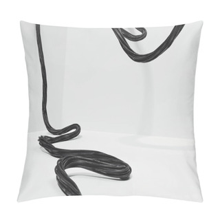 Personality  Black Wire In Clean White In White Interior. 3d Rendering Pillow Covers