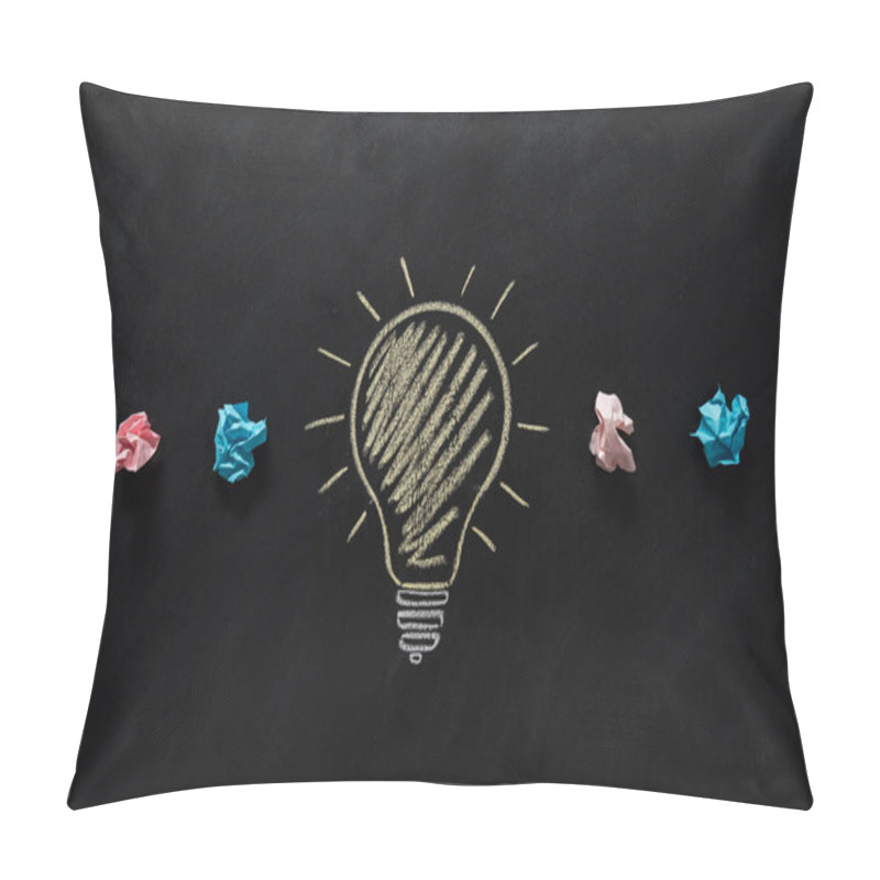 Personality  Paper Rubbish With Electric Bulb On Blackboard Pillow Covers