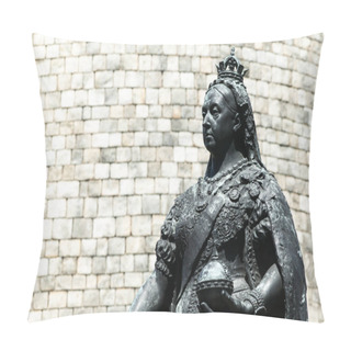 Personality  Queen Victoria Memorial Bronze Statue Outside Windsor Castle In Berkshire, England, UK Which Is A Popular Tourist Holiday Travel Destination And Landmark Attraction, Stock Photo Image Pillow Covers