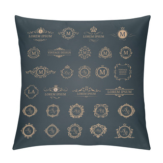 Personality  Set Of Elegant Floral Monograms And Borders Pillow Covers