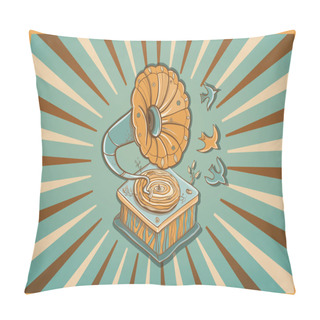 Personality  Vector Retro Postcard With Gramophone Pillow Covers