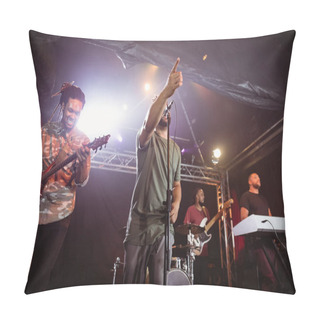 Personality  Male Singer With Musicians Performing On Stage Pillow Covers
