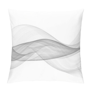 Personality  Abstract Grey Lines Curve Wave On White Background Vector Pillow Covers