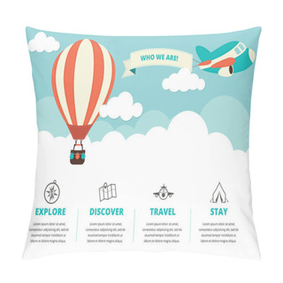 Personality  Website Layout With Travel Icons Pillow Covers