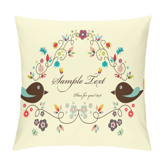Personality  Floral Frame With Birds Pillow Covers
