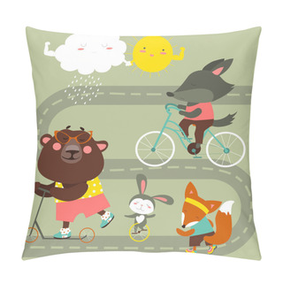 Personality  Kids Transport Collection With Cute Animals Pillow Covers