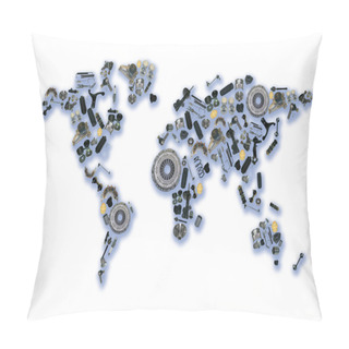 Personality  World Map Of The Spare Parts For Shop Auto Aftermarket Pillow Covers