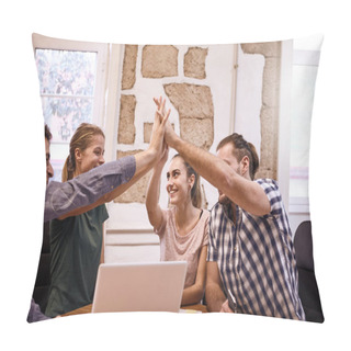 Personality  Young Team Giving High Five Pillow Covers