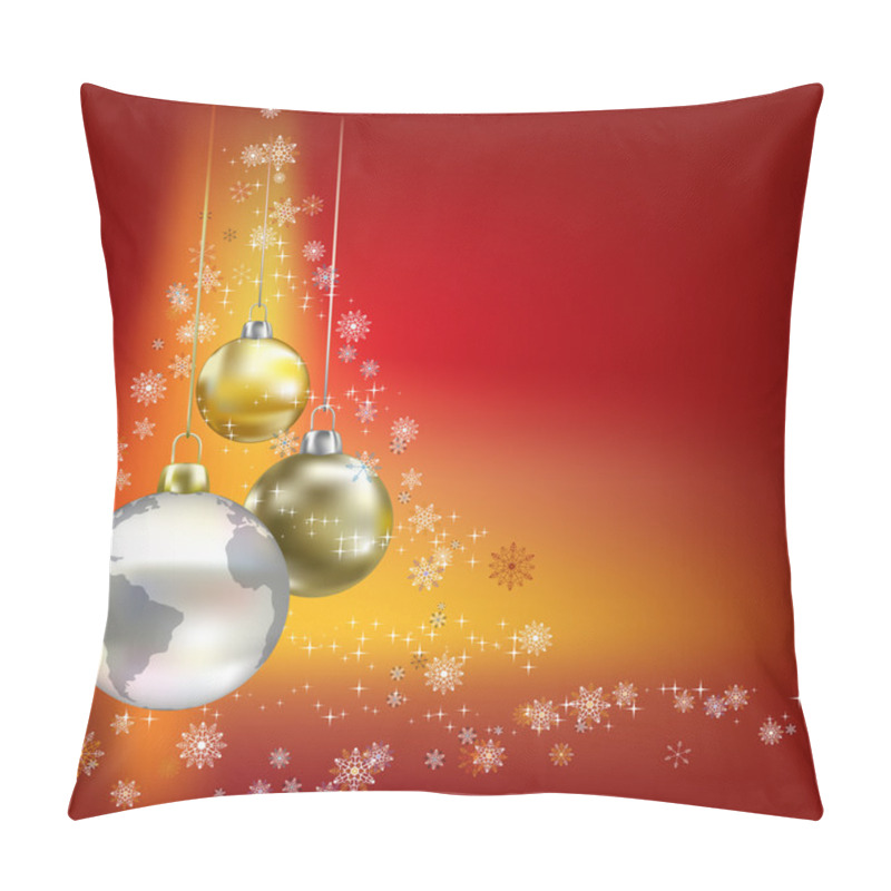 Personality  Christmas balls and planet red background pillow covers