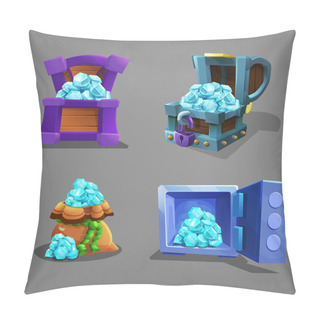 Personality  Set Of Gems In Chest, Bag And Safe.   Pillow Covers