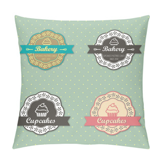 Personality  Bakery Cupcakes Retro Style Labels Pillow Covers