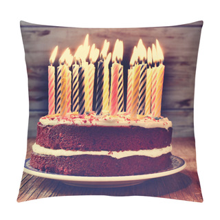 Personality  Birthday Cake With Some Lit Candles, Filtered Pillow Covers
