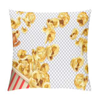 Personality  Popcorn With Caramel Vectorized Image. 3d Realistic Vector Set Pillow Covers