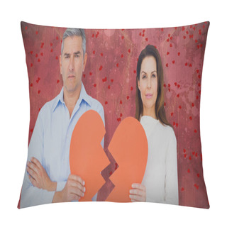 Personality  Couple Holding Broken Heart Shape Paper Pillow Covers
