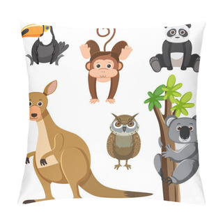 Personality  A Group Of Wild Animals Illustrated In A Simple Cartoon Style Pillow Covers