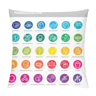 Personality  Pharmaceutical And Medical Icons Set Pillow Covers