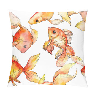 Personality  Watercolor Aquatic Colorful Goldfishes Isolated On White Illustration Set. Seamless Background Pattern. Fabric Wallpaper Print Texture. Pillow Covers
