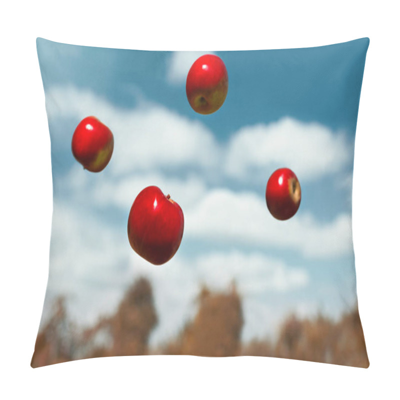 Personality  Ripe Apples In Zero Gravity Thrown Into The Air Pillow Covers
