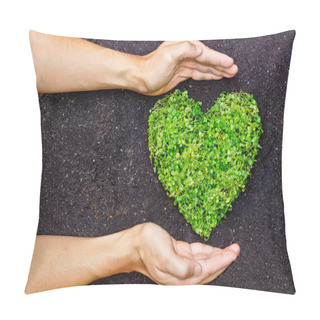 Personality  Hands Holding Green Heart Shaped Tree Pillow Covers