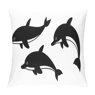 Personality  Dolphin Vector Fish Icon Logo Shark Whale Cartoon Character Illustration Symbol Doodle Pillow Covers