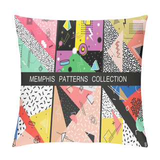 Personality  Collection Of Vector Abstract Memphis Patterns With Geometric Shapes Pillow Covers