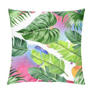 Personality  Exotic Tropical Hawaiian Palm Tree Leaves. Watercolor Background Illustration Set. Seamless Background Pattern.  Pillow Covers