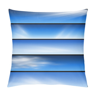Personality  Banners, Headers Blue Clouds Set, Vector. Pillow Covers