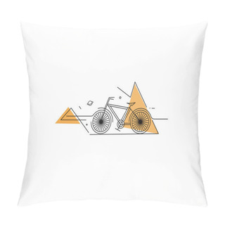 Personality  Abstract Modern Cycle Flat Line Art Drawing, Vector Illustration Pillow Covers