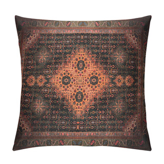 Personality  Persian Carpet Texture, Abstract Ornament. Rhombus Mandala Pattern, Middle Eastern Traditional Fabric Texture. Red Maroon Orange Brown Lime Yellow Violet Pink Purple Gold Toned, Useful As Background Pillow Covers