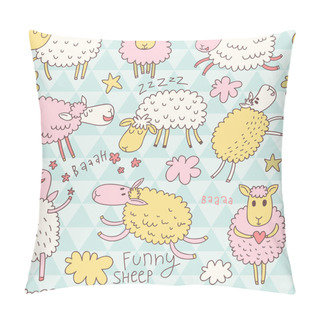 Personality  Funny Cartoon Sheep In The Sky Pillow Covers