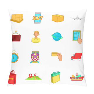 Personality  Logistics Icons Set, Cartoon Style Pillow Covers