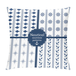 Personality  Nautical Seamless Patterns. Vector Collection. Pillow Covers