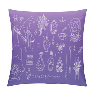 Personality  Isolated Set Of Magic Elements. Witchcraft Collection Good Witch Items Pillow Covers