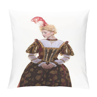 Personality  Haughty Queen In Royal Dress Isolated On White Pillow Covers