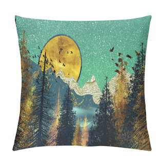 Personality  The Blue Golden Mountains By Sunset Pillow Covers