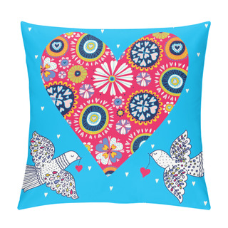 Personality  Peace! Cute Vector With Flowers And Hearts And Dove. Love Postcard. Pillow Covers