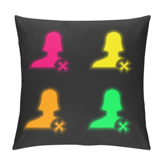 Personality  Block User Four Color Glowing Neon Vector Icon Pillow Covers
