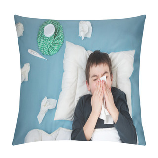 Personality  Ill Boy Lying In Bed Pillow Covers