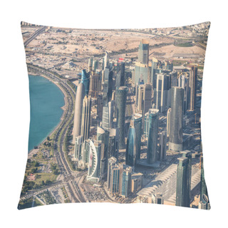 Personality  Aerial View Of Doha Skyline Pillow Covers