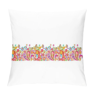 Personality  Summery Border With Decorative Colorful Flowers Print Pillow Covers
