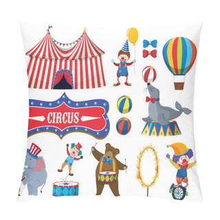 Personality  Set Of Various Circus Objects Illustration Pillow Covers