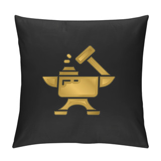 Personality  Blacksmith Gold Plated Metalic Icon Or Logo Vector Pillow Covers