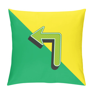 Personality  Arrow Of Large Size Turning To The Left Green And Yellow Modern 3d Vector Icon Logo Pillow Covers