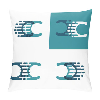 Personality  CC Letters Logo With Accent Speed In Light Green And Dark Blue Pillow Covers