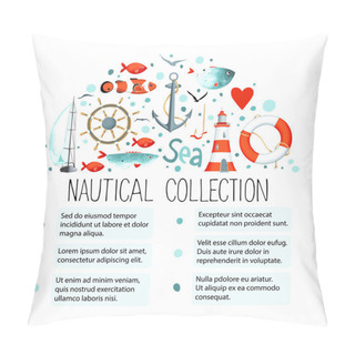 Personality  Collection Of Nautical Elements Pillow Covers