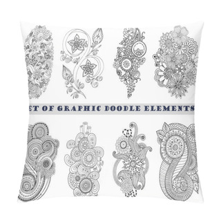 Personality  Set Of Henna Paisley Mehndi Doodle Element. Pillow Covers