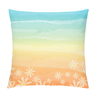 Personality  Spring Flowers In Blue Peach Background Pillow Covers