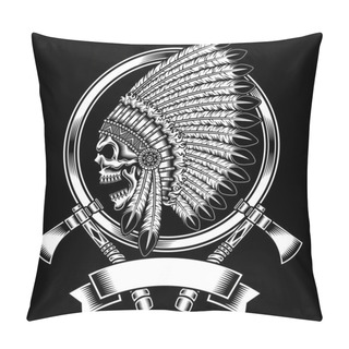 Personality  Native American Indian Chief Skull With Tomahawk Pillow Covers